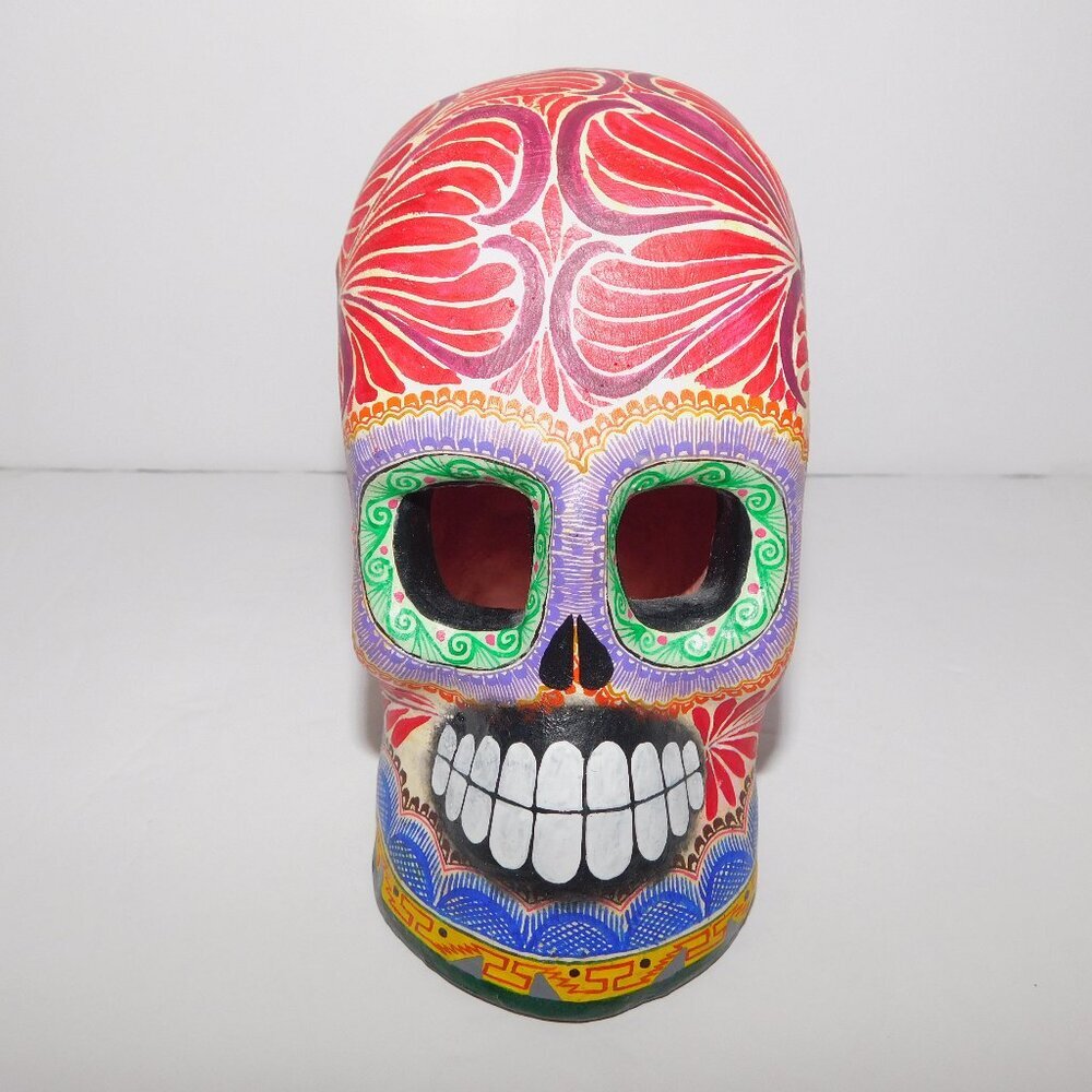 VTG Day of the Dead Skull hand painted Pottery Saul Montesinos Mexico 5"   *READ